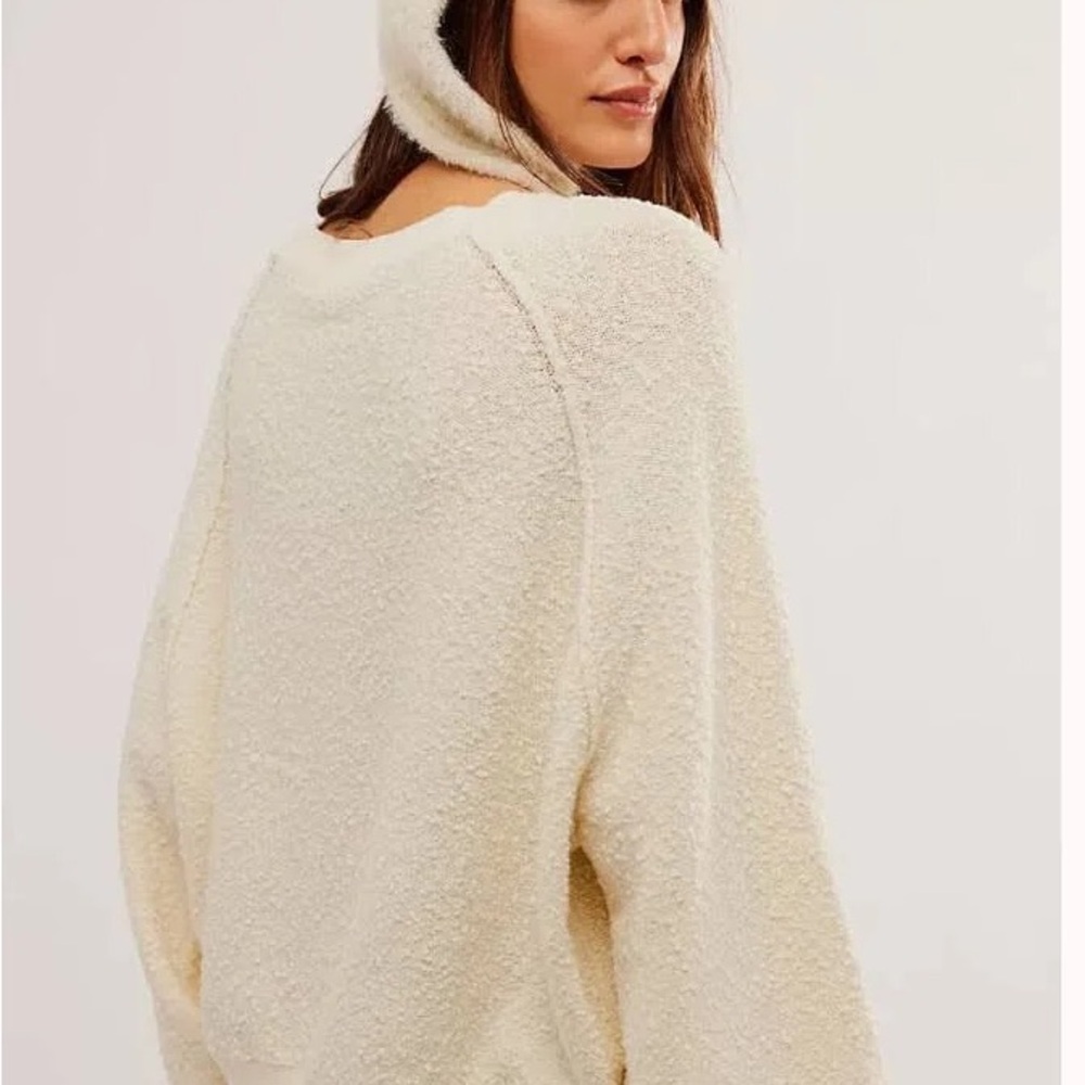 Free People Found My Friend Pullover Cream Oversized Sweater XS - Picture 11 of 16